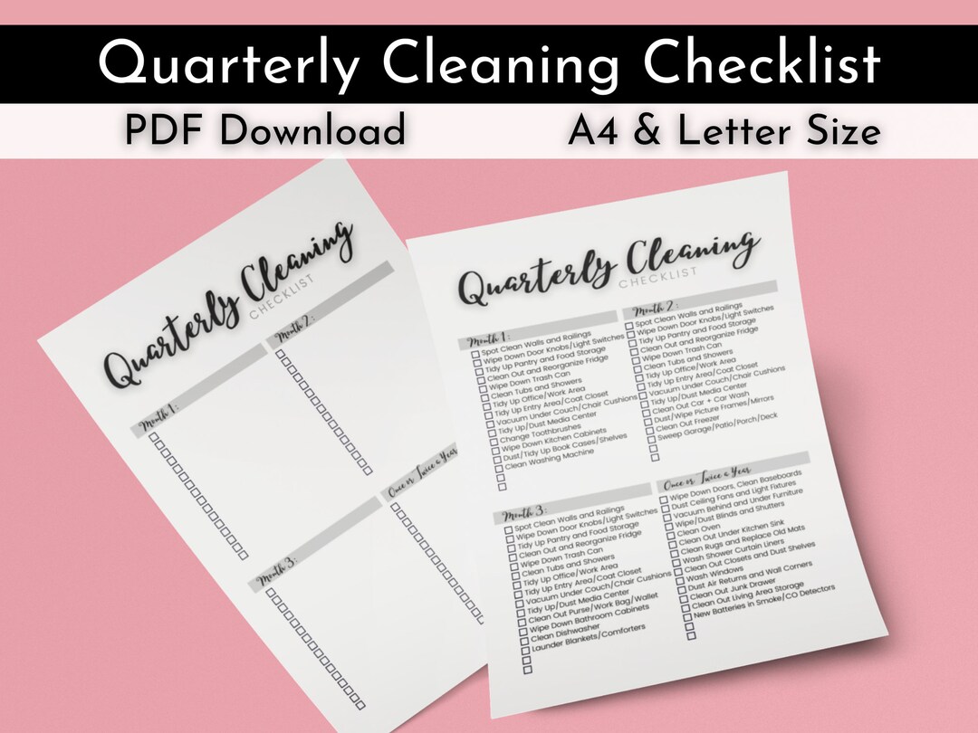 Quarterly Cleaning Checklist Cleaning Guide Instant Digital Etsy
