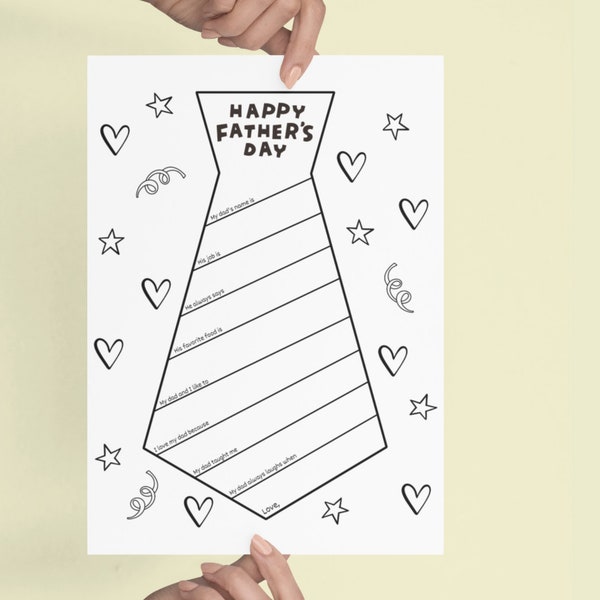 Father’s Day Printable Coloring Page | Printable All About Dad Fill In Template | Father's Day Gift | Father’s Day Activity for Kids