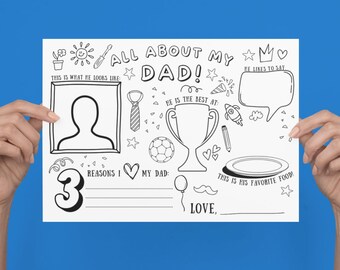 Father’s Day Printable Coloring Page | Printable All About Dad Fill in ...