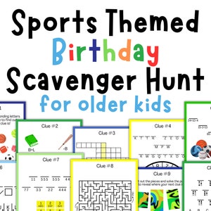 Sports Birthday Scavenger Hunt for Teens: Indoor Game (Printable PDF Digital Download)
