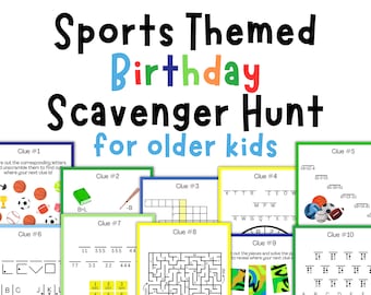 Sports Birthday Scavenger Hunt for Teens: Indoor Game (Printable PDF Digital Download)