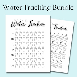 Water Tracking Bundle, Hydration Tracker, Instant Digital Download