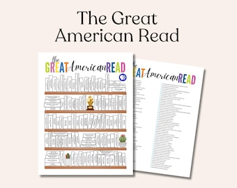 The Great American Read, Reading List Printable, Instant Digital Download