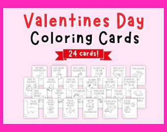 Valentine Coloring Cards, Printable Valentine's Day Cards, Kids Valentines Cards, Printable Coloring Valentines Cards, Classroom Cards