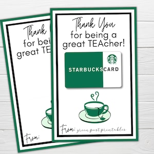 Starbucks Gift Card Holder Printable, Teacher Appreciation Gift, Teacher Gift, Teacher Appreciation, Teacher Birthday