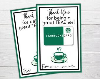 Starbucks Gift Card Holder Printable: Teacher Appreciation (Digital Download)