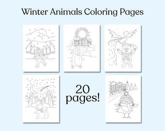 Winter Animals Coloring Pages: Kids' Winter Wonderland (Digital Download)