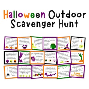 Halloween Scavenger Hunt, Outdoor Scavenger Hunt, Game for Kids, Treasure Hunt Clues, Halloween Activity