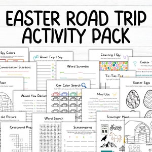 Easter Road Trip Games-bundel: activiteitenpakket voor kinderen (afdrukbaar)