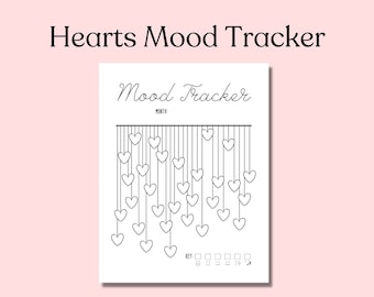 Hearts Mood Tracker Printable: Daily Journal (Digital Download)