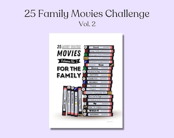 25 Family Movies Challenge, Volume 2, Watchlist Printable, Instant Digital Download