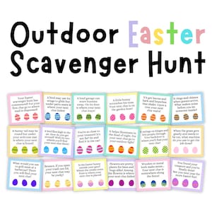 Easter Scavenger Hunt, Outdoor Scavenger Hunt, Game for Kids, Treasure Hunt Clues, Easter Activity