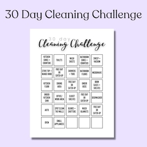Cleaning Challenge, 30 Day Challenge, Instant Digital Download