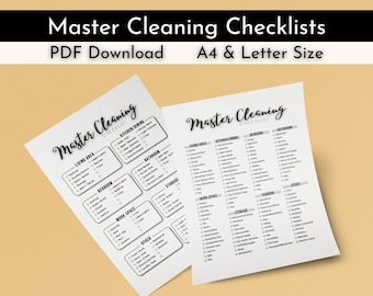 Master Cleaning Checklists, Cleaning Guide, Instant Digital Download