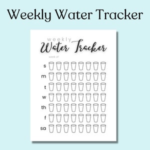 Weekly Water Tracker, Hydration Tracker, Instant Digital Download