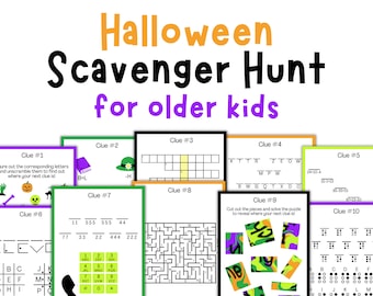 年長児向けハロウィン宝探しゲーム：室内用ヒントゲーム（印刷可能なデジタルダウンロード）