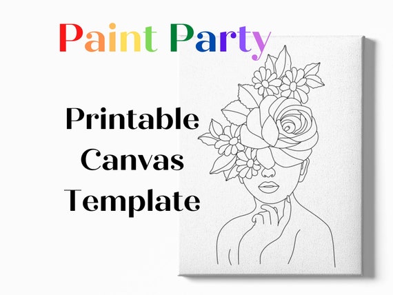 Pre-Drawn Canvas Stencil: DIY Paint Party Template (Digital Download)