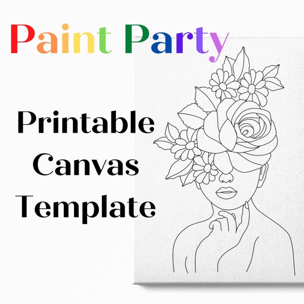 Fête de peinture bricolage | Pochoir en toile pré-dessiné | Peinture adulte | Paint & Sip DIY Paint Party | Pochoir Art Party