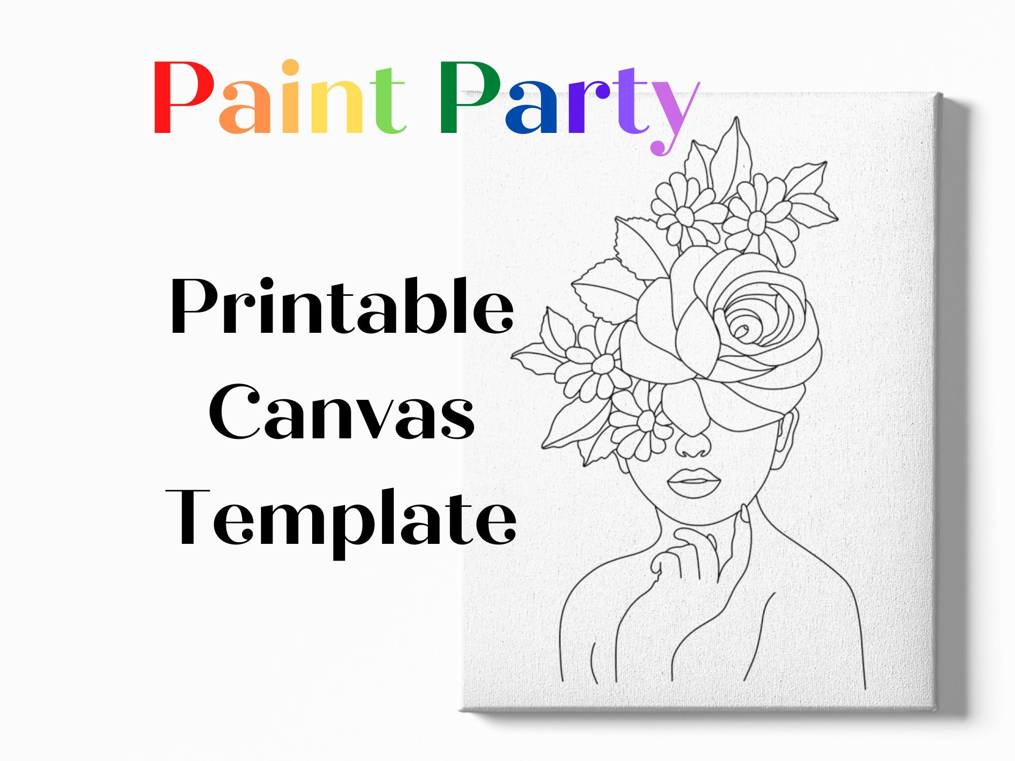 6 Sip and Paint Party Kit Canvas, Pre Drawn Canvas, Bulk Paint Kit