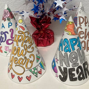 4 New Years Eve Kid's Party Hats, Printable Kids New Years Hats, Kids ...