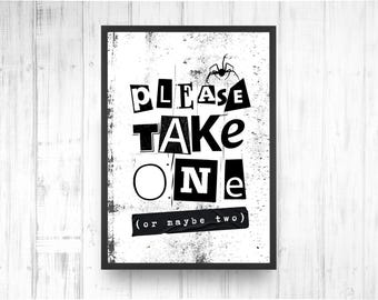 Halloween Candy Sign: 'Please Take One' Printable Decor (Printable Digital Download)