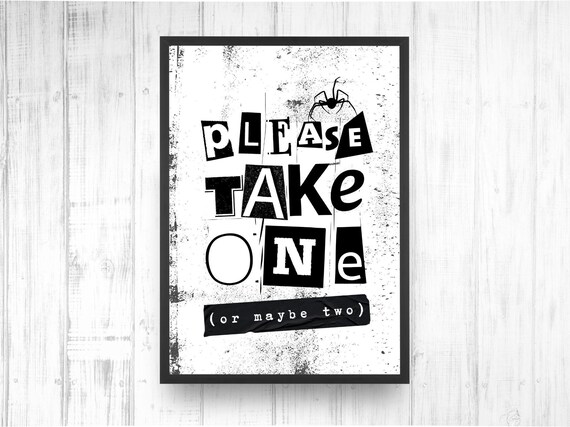 Halloween Candy Sign: 'Please Take One' Printable Decor (Printable Digital Download)