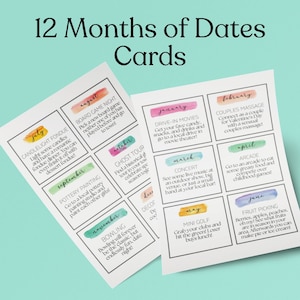 12 mesi di date stampabili, un anno di date, download digitale istantaneo