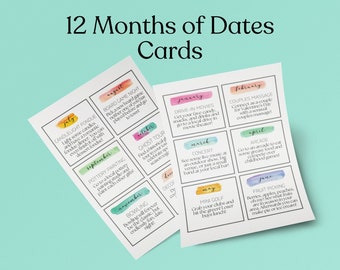 Year of Dates Printable: 12 Month Romantic Gift Ideas (Digital Download)