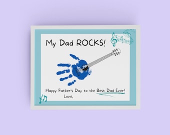 Father's Day Handprint Art: 'You Rock' Keepsake Card (Printable)