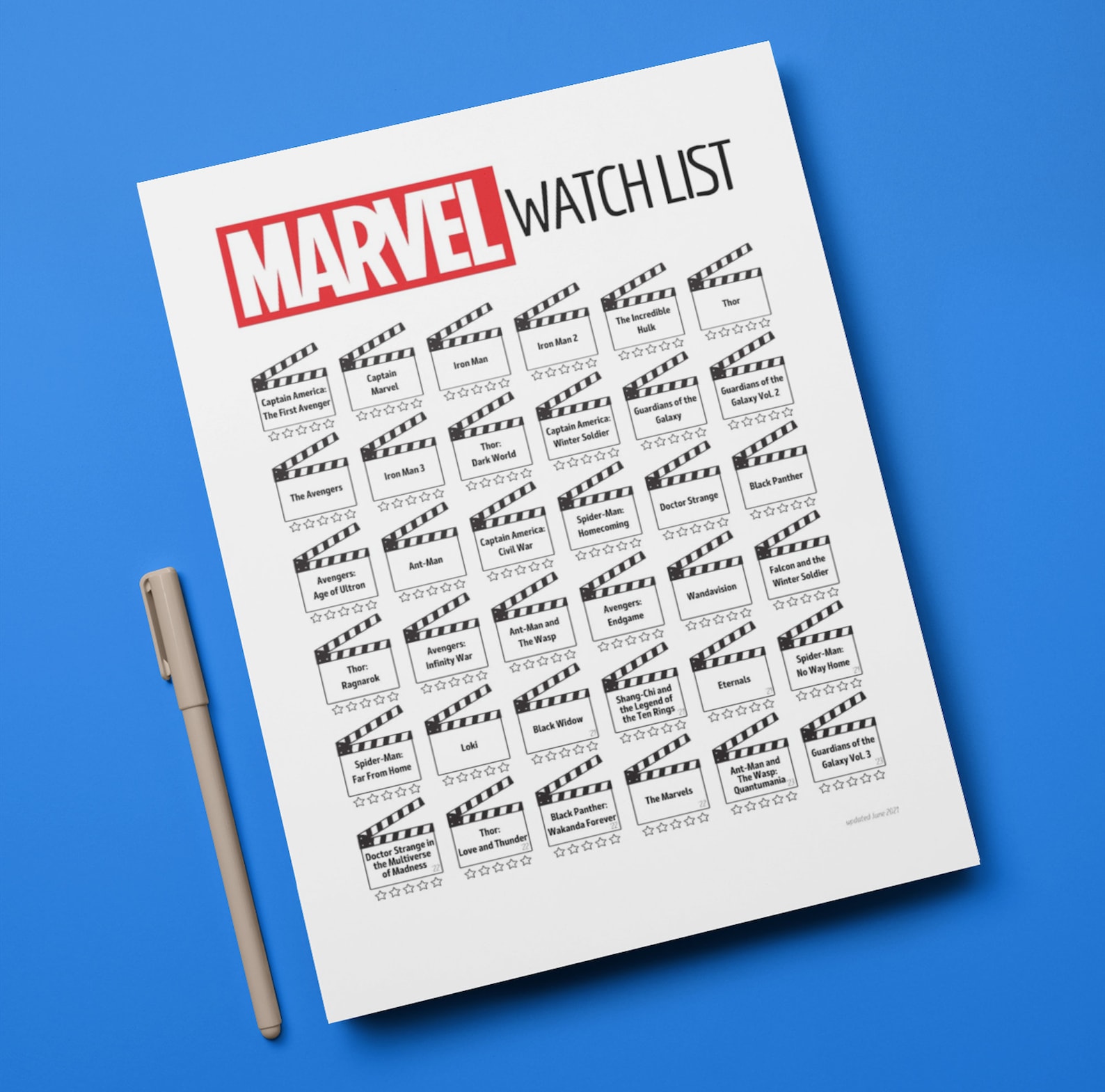Marvel Watchlist Marvel Printable Instant Digital Download | Etsy