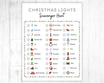 Christmas Lights Scavenger Hunt: Holiday Family Game (Digital Download)