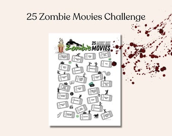 トップ 25 ゾンビ映画チャレンジ、印刷可能なウォッチリスト、即時デジタルダウンロード