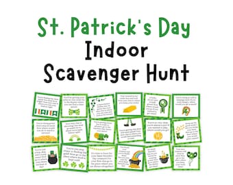 St. Patrick&#39;s Day Indoor Scavenger Hunt for Kids (Printable Digital Download)