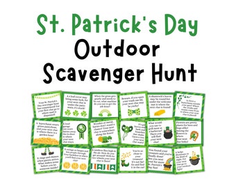 St. Patrick&#39;s Day Outdoor Scavenger Hunt with Leprechaun Clues (Printable Digital Download)