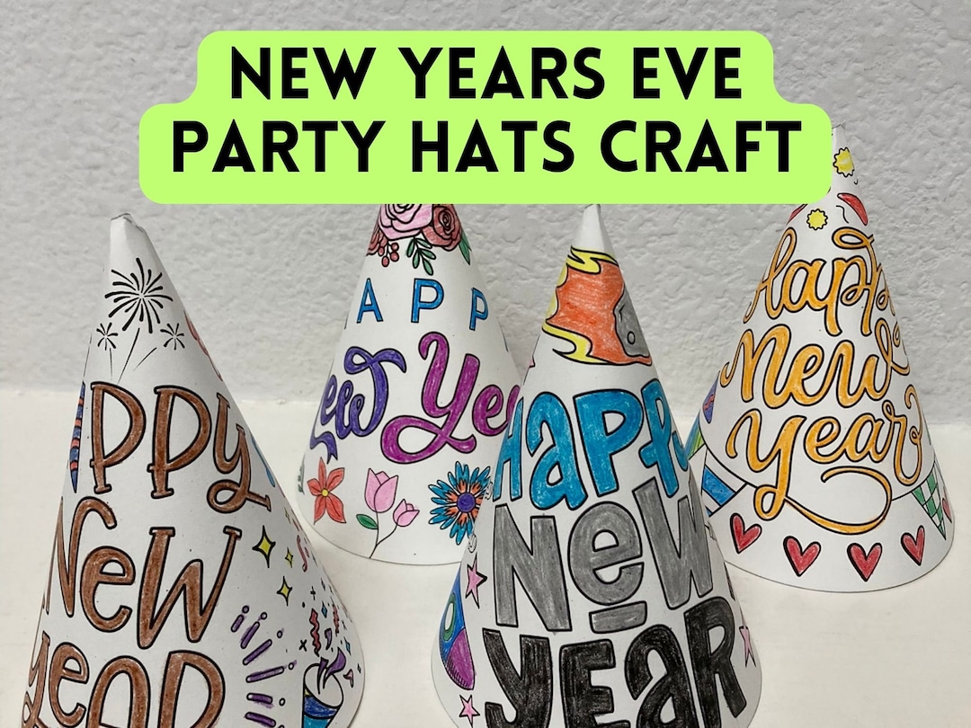 4 New Years Eve Kid's Party Hats Printable Kids New Years - Etsy