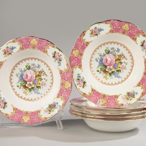 Set of 6 Soup Plates - Royal Albert - Lady Carlyle