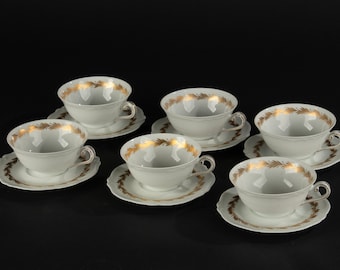 Juego de 6 tazas de té y platillos - Limoges