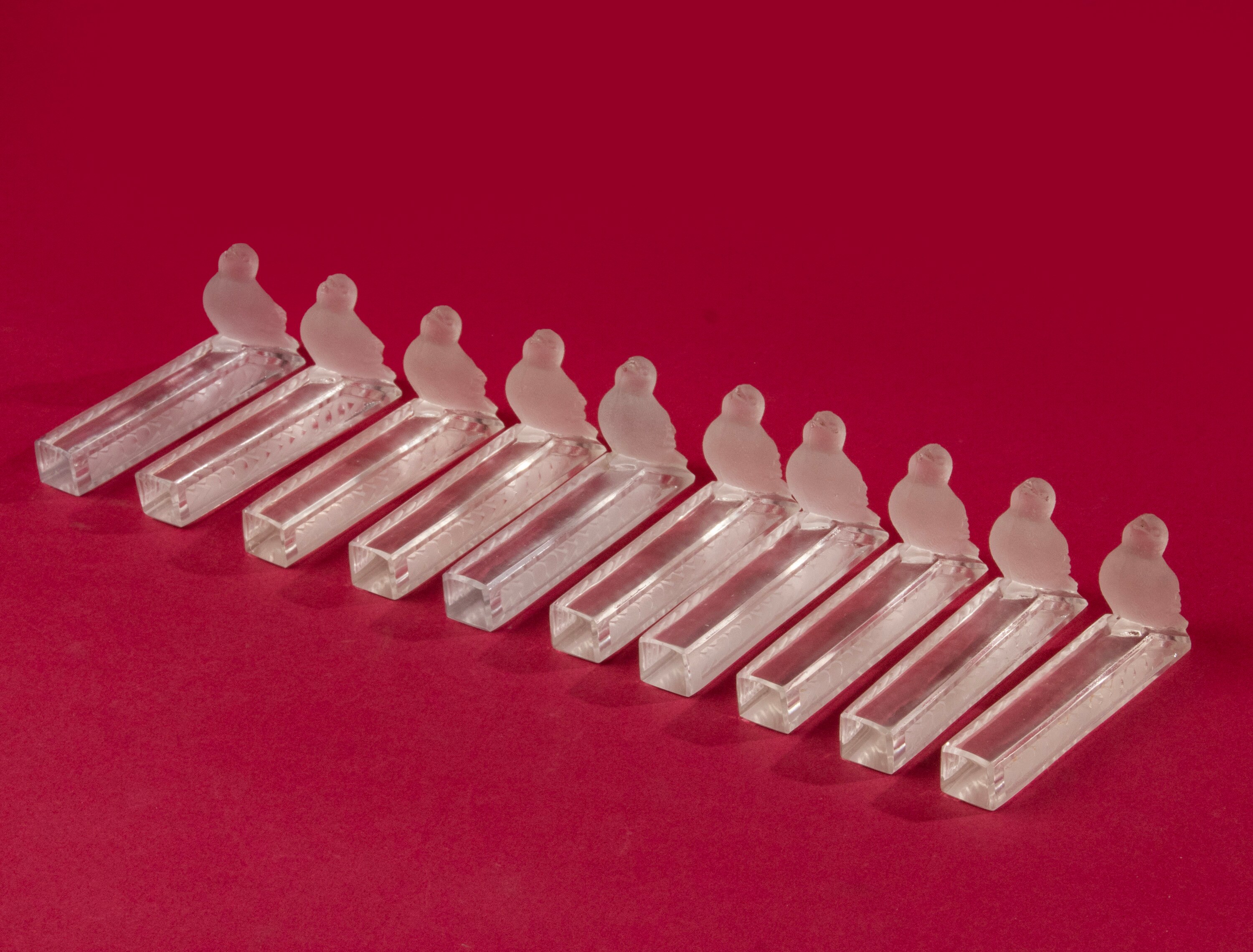 1930's Crystal Knife Rests - Birds