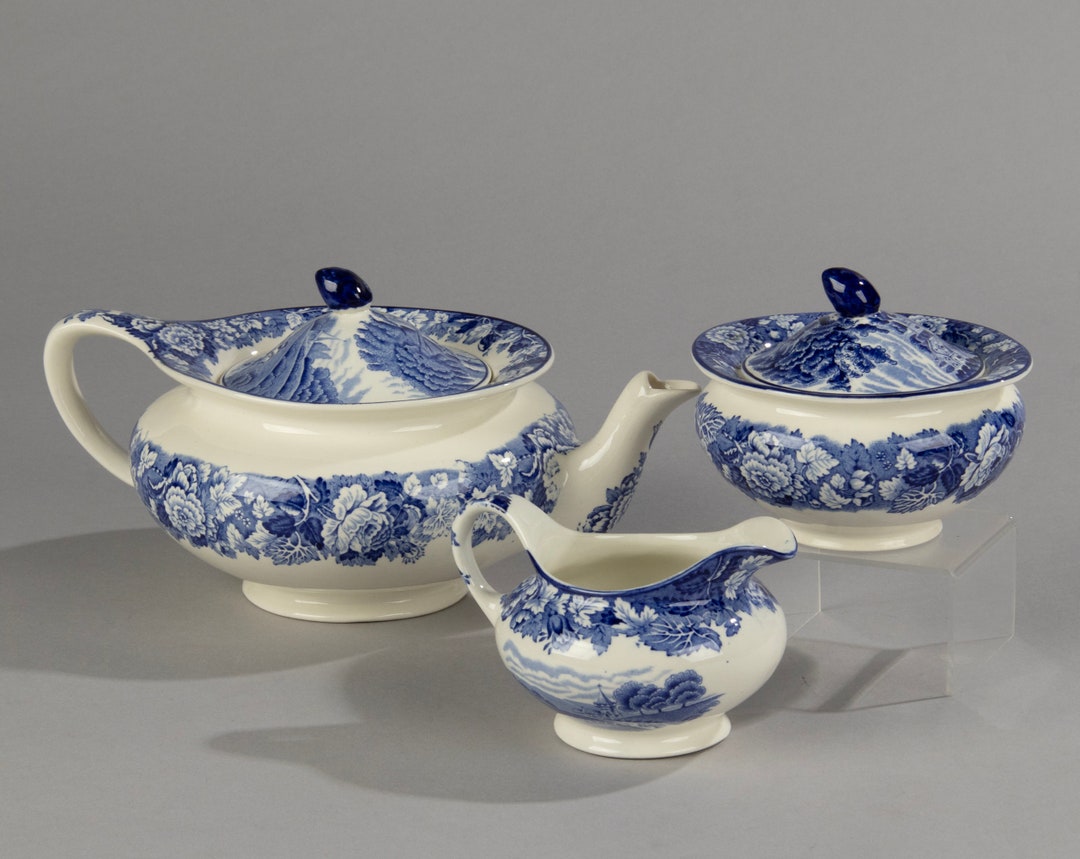3piece Tea Set Enoch Woods Ware English Scenery Etsy