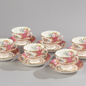 Set of 6 Tea Cups and Saucers - Royal Albert - Lady Carlyle