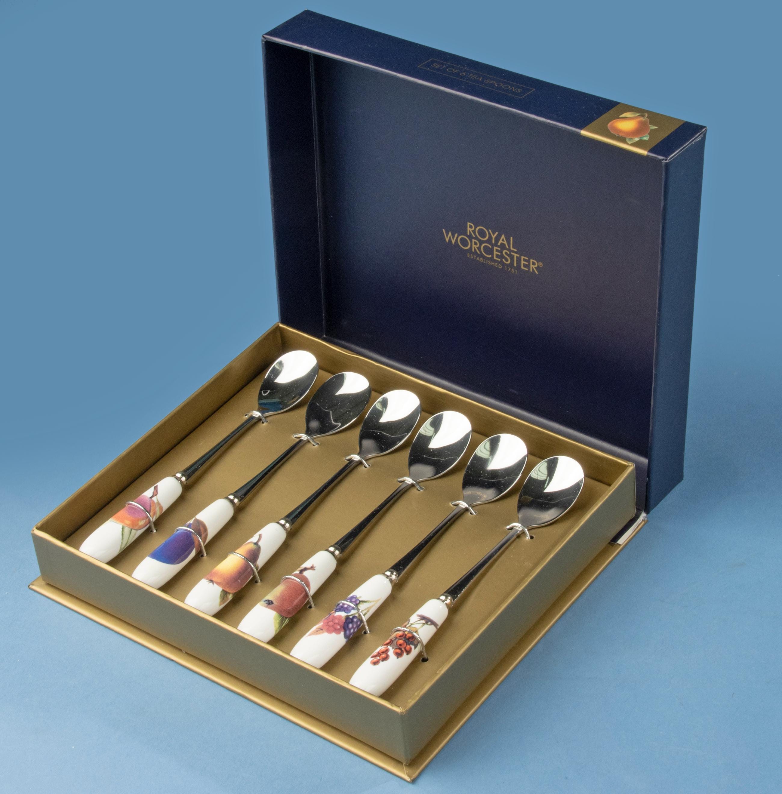 Set of 6 Spoons - Royal Worcester - Evesham - Porcelain Handles - Etsy