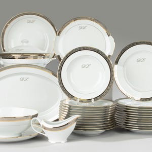 31-Delige Dineer Set - Limoges - Porselein - Monogram DL