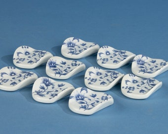 Lot De 12 Porte-couteaux Ange Séraphin Couché - Porcelaine BB Blanc - Occasion