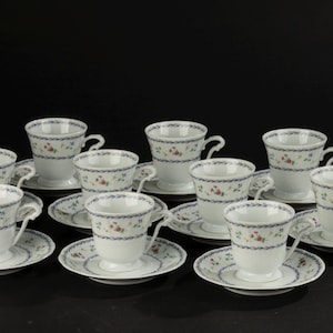 Set of 10 Coffee Cups - Bernardaud Limoges - Artois Bleu