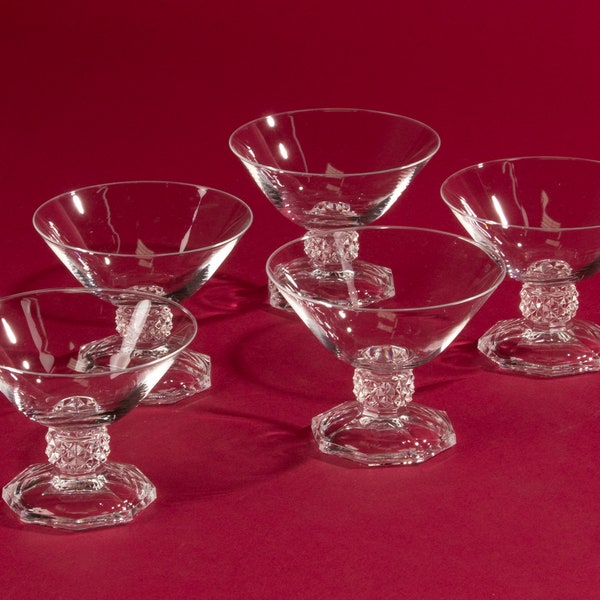 Set of 5 Crystal Cocktail Glasses - Val Saint Lambert