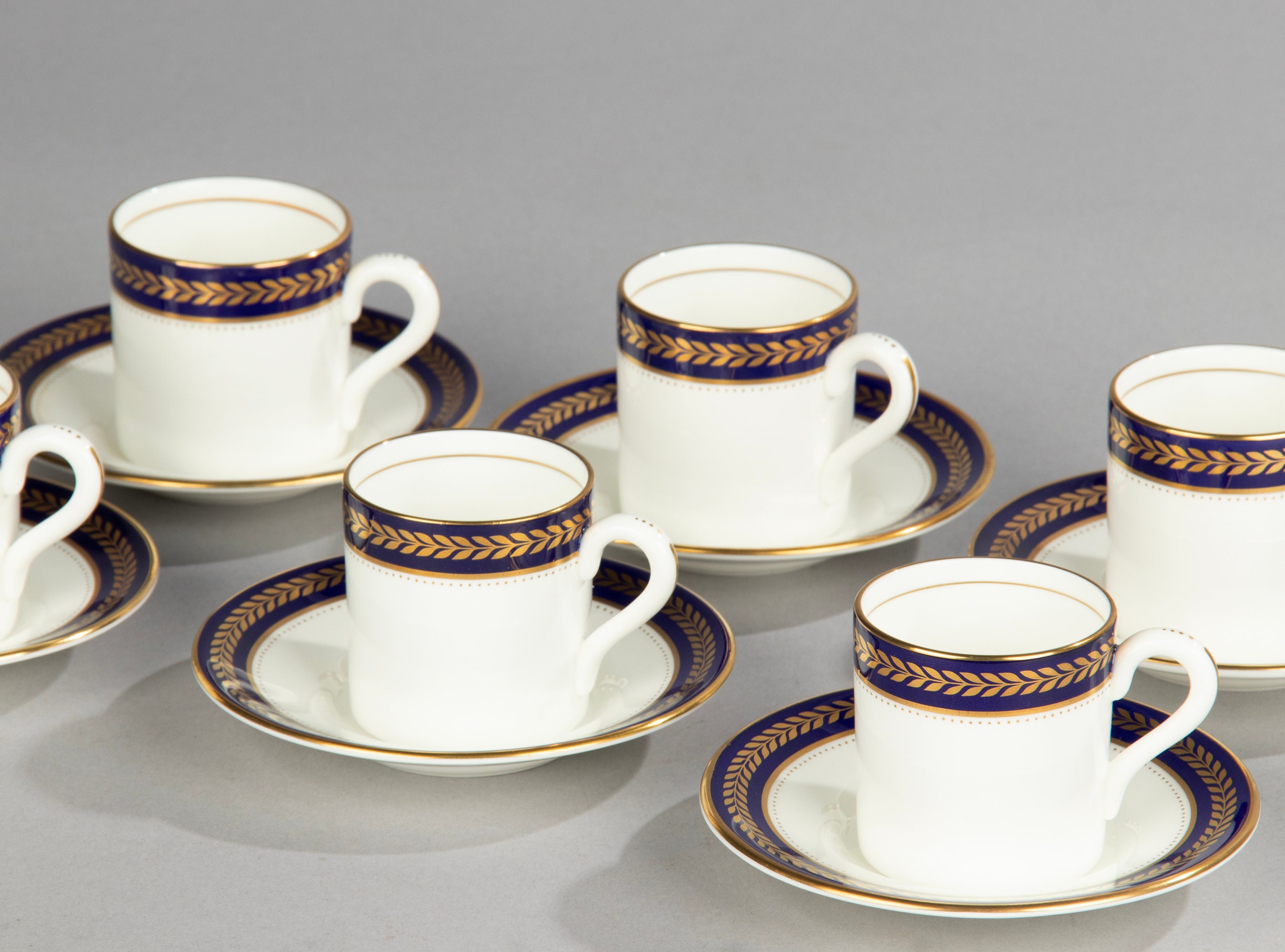 6-piece Set Coffee Cups and Saucers - Coalport Blue Wheat - Etsy