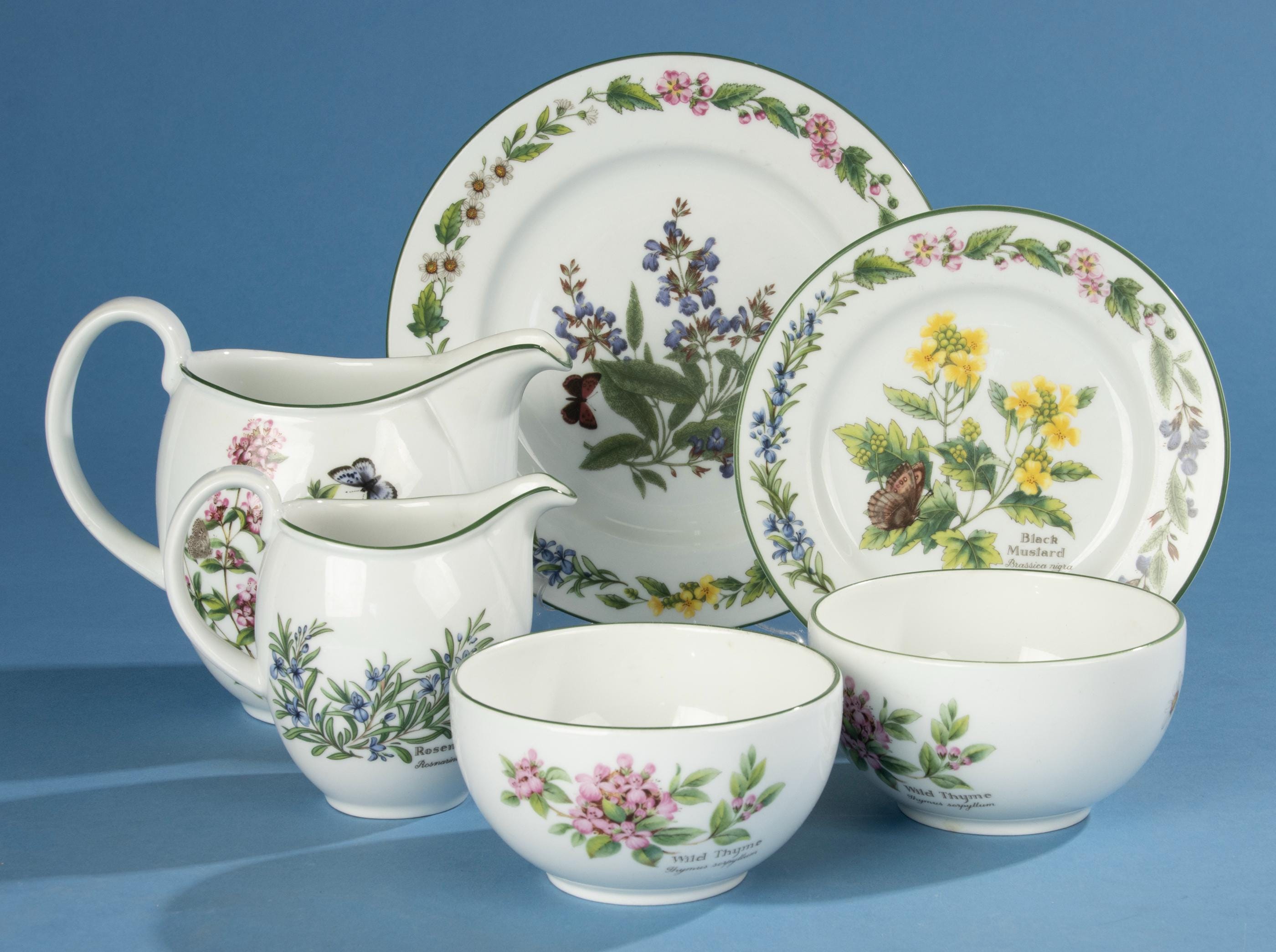 英国製  WORCESTER.. English Garden ❁* Royal Worcester English Garden - Ribbed - Green Edge | 20