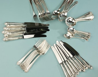 Zestaw 58 sztućców platerowanych srebrem – George Butler – Komplet dla 8 osób