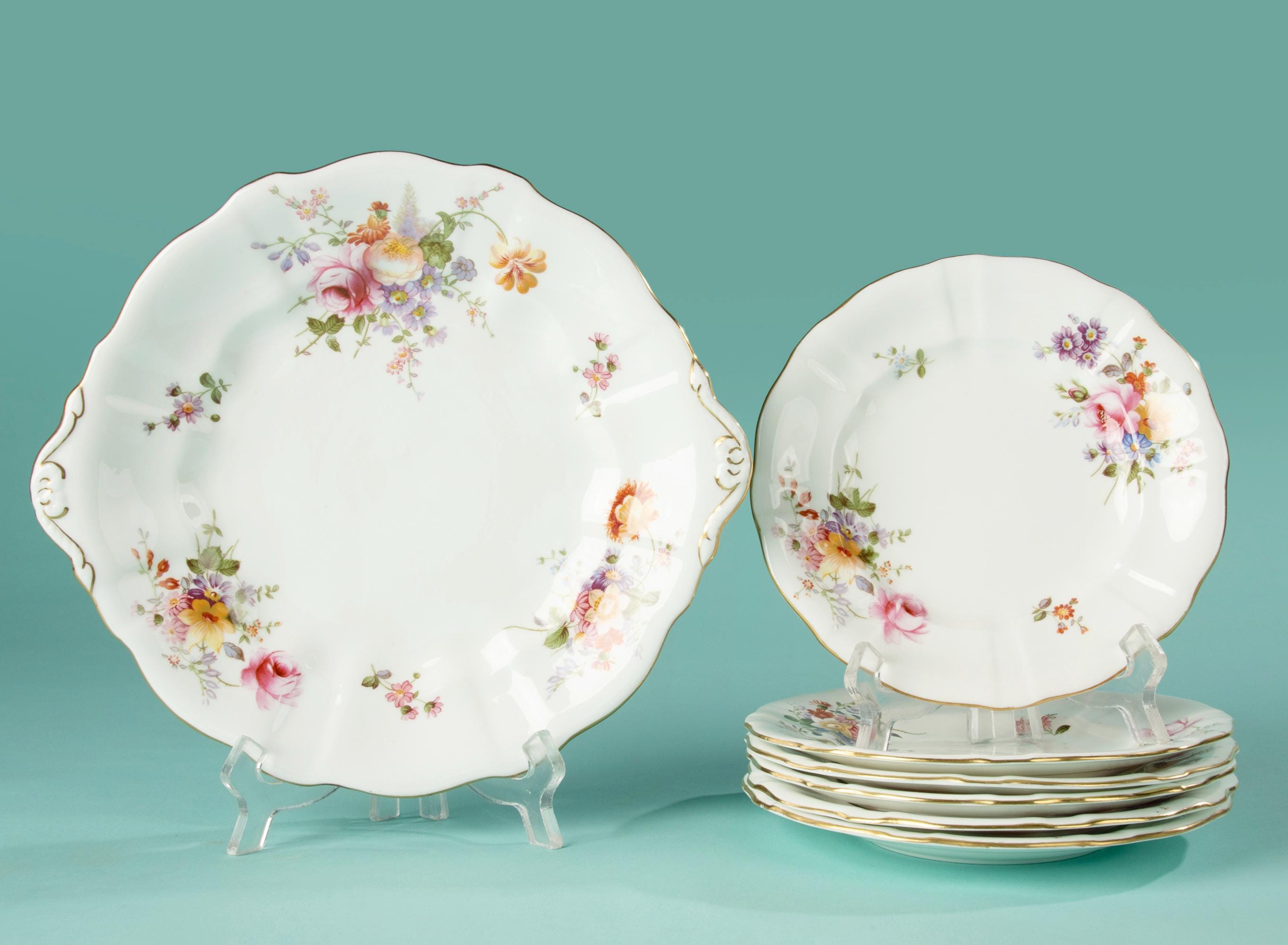  crown derby ケーキプレート 7-piece Cake Set - Royal Crown Derby - Posies - Etsy