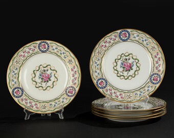 Set of 6 Breakfast Plates - Haviland Limoges - Louveciennes Ø22 cm